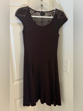 Deletes Anthropologie Women's Lace Yoke Fit-and-Flare Dress - Deep Plum